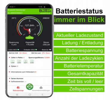 105Ah Bulltron Polar LiFePO4 12.8V Akku mit Smart BMS, Bluetooth App und Heizung