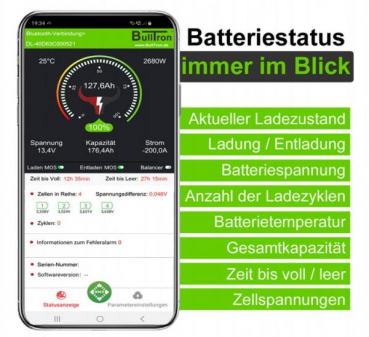 150Ah BullTron LiFePO4 12.8V Akku mit Smart BMS und Bluetooth App